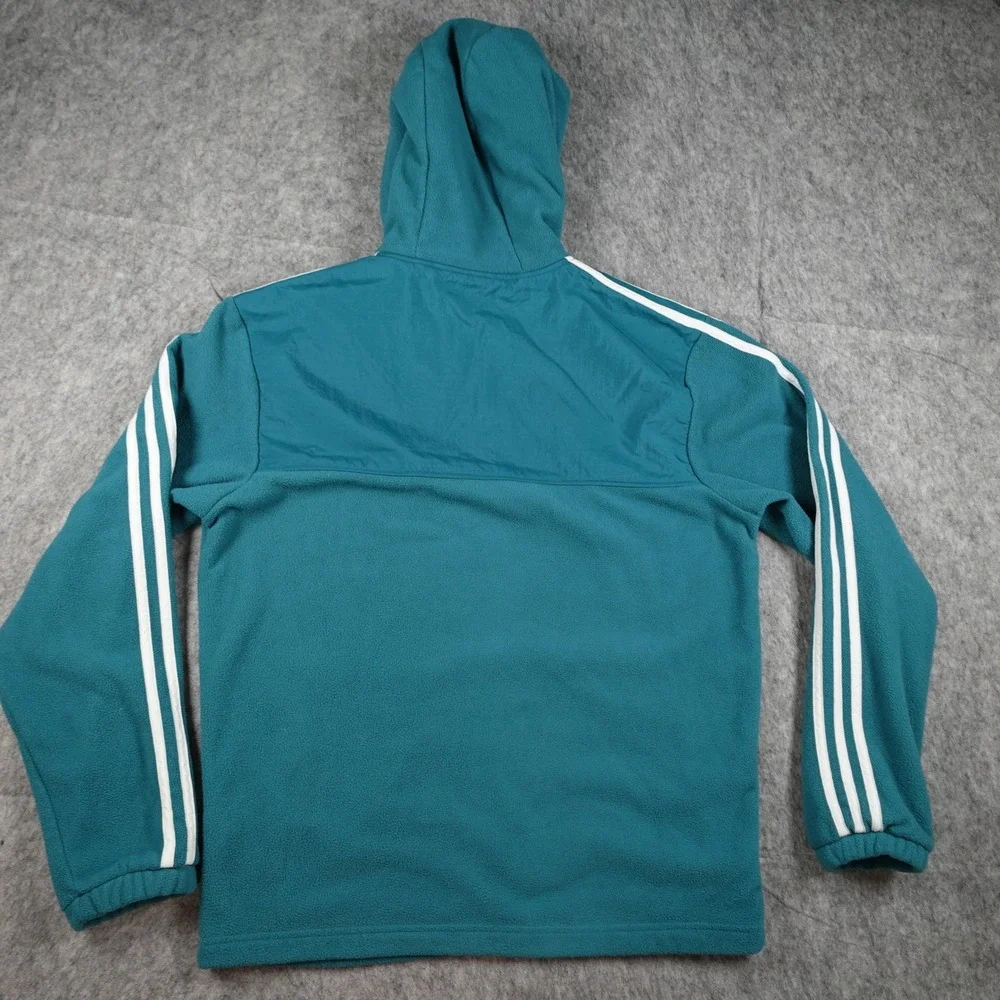 Adidas Hoodie Mens Small Teal 3‎ Stripes Teddy Fleece Hoodie Full Zip Turquois